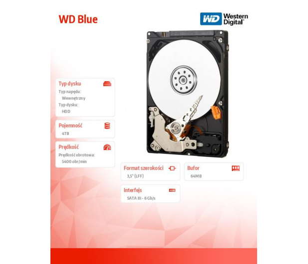 WD Blue 4TB 3,5'' WD40EZRZ - 1442754 - zdjęcie 2
